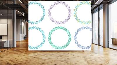 DNA spiral frame set. Human genome helix isolated on white background. Genetic concept for science or medicine. Colorful molecule border for biology or biotechnology vector illustration Wall mural