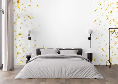 Falling shiny golden confetti background Wall mural