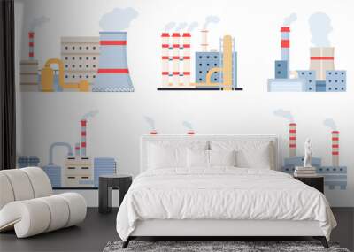 Flat factories vector set of industry design, industrial Wall mural