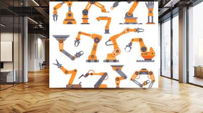 flat manufacture robotic arm. automatic robot arms, auto factory conveyor industrial equipment. elec Wall mural