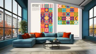 Geometric retro shapes posters. Abstract bauhaus retro design flyers for ads and presentation, minimal avantgarde shapes. Vector collection Wall mural