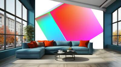 Holographic 3D Metal Cube Neon Color Geometric Element Wall mural