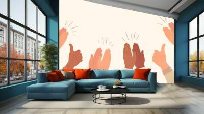 Human hands clapping. People crowd applaud to congratulate success job. Hand thumbs up. Business team cheering and ovation vector concept. Illustration support celebration, appreciation friendship Wall mural