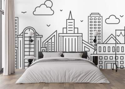 Line city landscape Wall mural