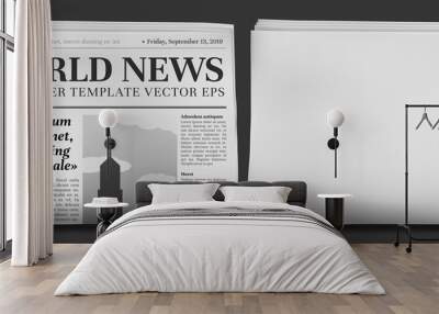 Newspaper headline mockup. Business news tabloid folded in half, financial newspapers title page and daily journal vector illustration Wall mural