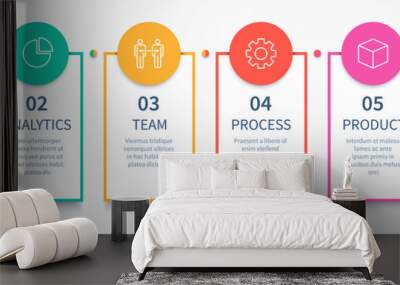 Process columns infographic. Business steps chart, workflow layout diagram and way from idea to income vector presentation concept Wall mural