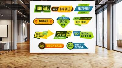 Sale stickers. Price tag label. Banner sticker or abstract flyer. Graphic for offer labels design template vector collection Wall mural