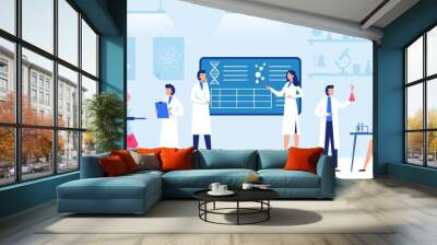 Science laboratory. Scientific lab equipments, professional scientific research and scientist workers. Medical researchers laboratory, biology scientists or doctor vector illustration Wall mural