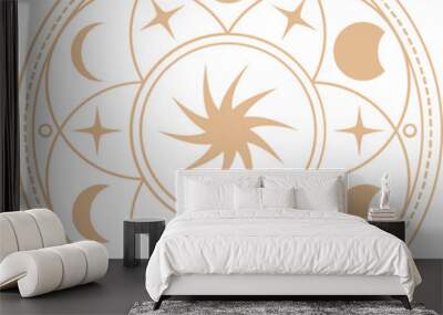 sun symbol with moon phases Wall mural