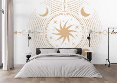 Sun symbol with moon phases Wall mural