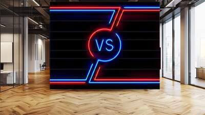 Versus neon frame. Sport battle glowing lines banner, VS duel sign. Sports fight team frames vector background Wall mural