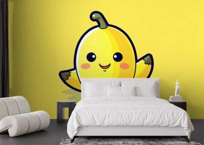 A cute graphic illustration of banana fruit Wall mural