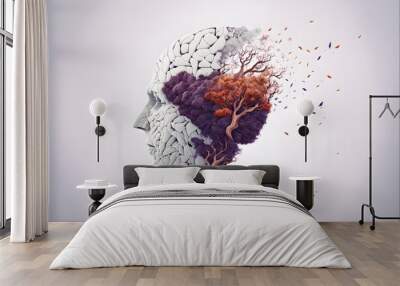 A watercolor paint graphic illustration of Alzheimer's disease Wall mural