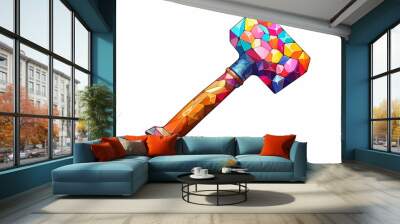 Cartoon illustration of a hammer Wall mural