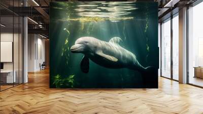 Closeup of a dolphin swimming in the ocean Wall mural