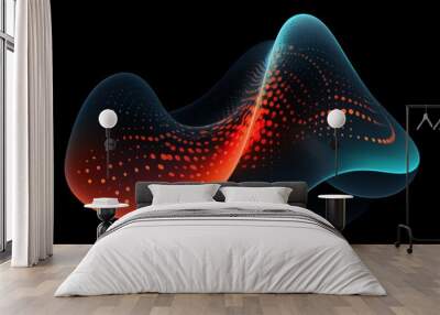 Colorful and magical waves pattern on a black background Wall mural