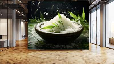 Cooked rice in a bowl Wall mural