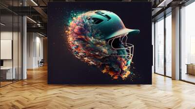 Helmet of a sports player - cricket, baseball, hockey, etc Wall mural