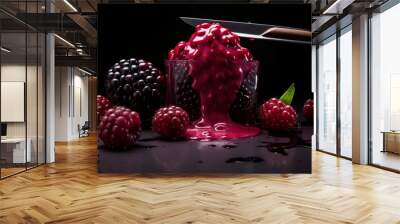 Juicy and fresh mulberries Wall mural