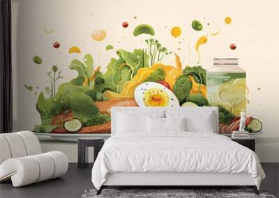 poster for healthy food, diet, and nutrition Wall mural