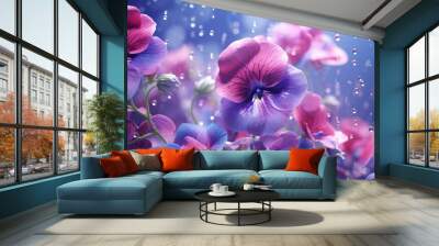 purple iris flowers Wall mural