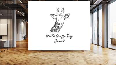 line art of world giraffe day good for world giraffe day celebrate. line art. illustration. Wall mural