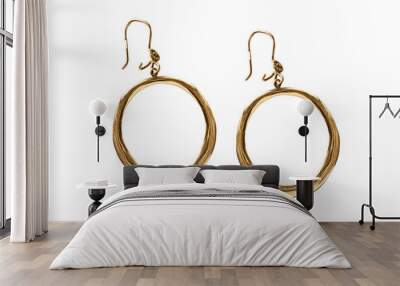 Gold earrings isolated Wall mural