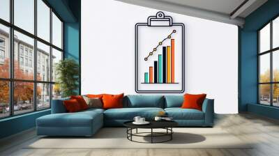 Modern Data Visualization Clipboard with Colorful Graphs on White Background for Business Presentations Wall mural