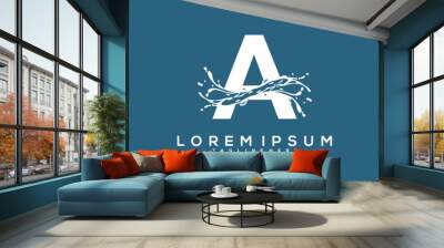 Abstract Initial A logo design concept, water logo vector design Wall mural