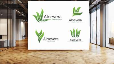 Fresh Aloe vera logo design vector, Cosmetic or shampoo logo template Wall mural