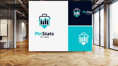 Pin stat logo, data logo design vector, business logo design template Wall mural