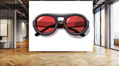 sunglasses with red lenses on a white background Wall mural