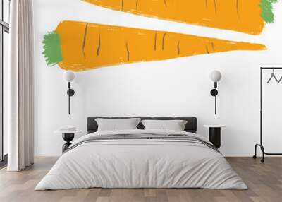 Illustration of two carrots, on isolated background Wall mural