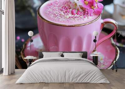 pink coffee latte Wall mural