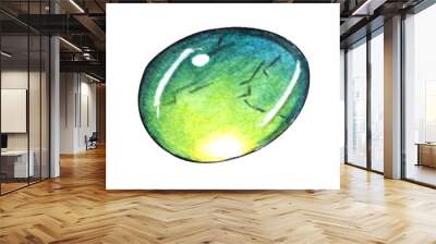 Hand painted watercolor gem stones. Abstract beautiful gem stone. Bright gem stone isolated on white backround for cards, invitations, posters, etc. Wall mural