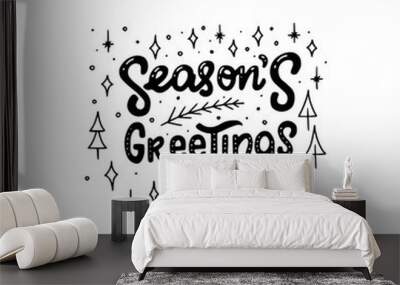 Holiday inscription Season's Greetings Wall mural