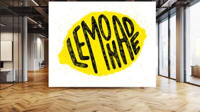 Lemonade hand lettering in lemon silhouette Wall mural