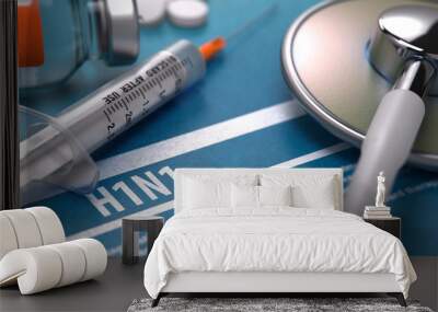 H1N1. Medical Concept on Blue Background. Wall mural