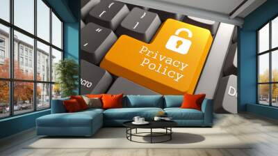 keyboard with privacy policy button. Wall mural