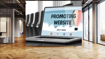 Laptop Screen with Promoting Website Concept. 3D. Wall mural