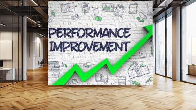 Performance Improvement Drawn on Brick Wall.  Wall mural