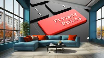 privacy policy on red keyboard button. Wall mural