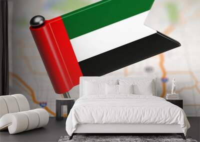 uae small flag on a map background. Wall mural