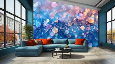 A colorful abstract image with bokeh lights and water droplets, creating a mesmerizing and sparkling visual effect. Wall mural