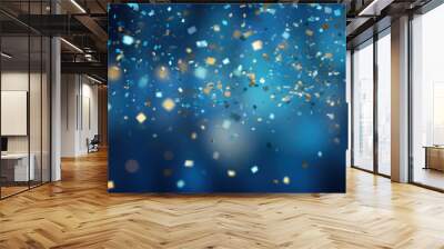 Abstract background with blue confetti Wall mural