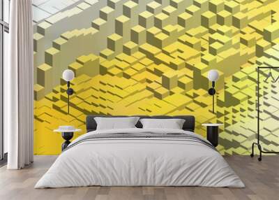 Abstract cubes background for design. Vector EPS10 Yellow, white colors. Wall mural