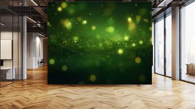 Abstract dark green bokeh Christmas background Wall mural