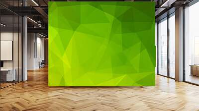 Abstract green mosaic background. Triangle geometric backdrop.  Wall mural