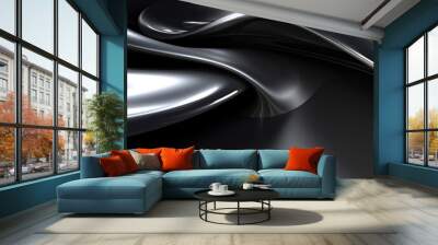 Abstract liquid background with silver metal wave  Wall mural