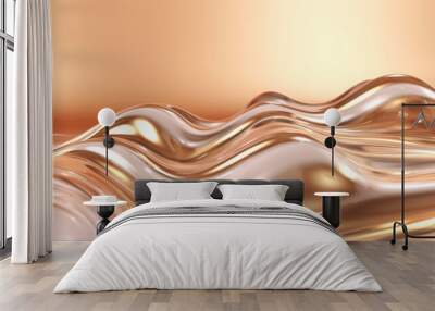 Abstract pink liquid background with metal wave Wall mural